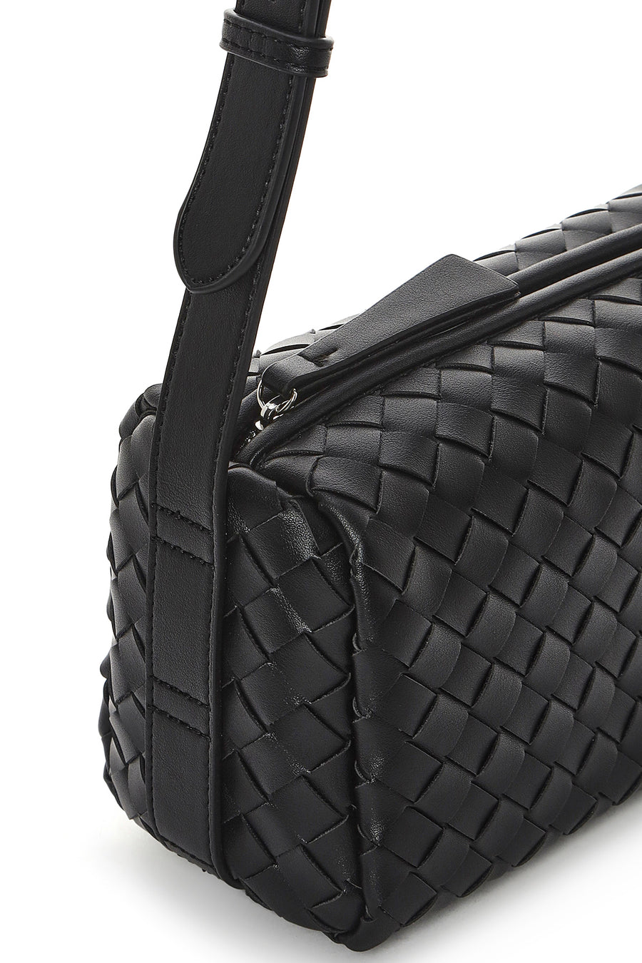 Women's Black Braided Crossbody Bag