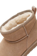 Woman Beige Fur Suede Teddy Boots | Derimod