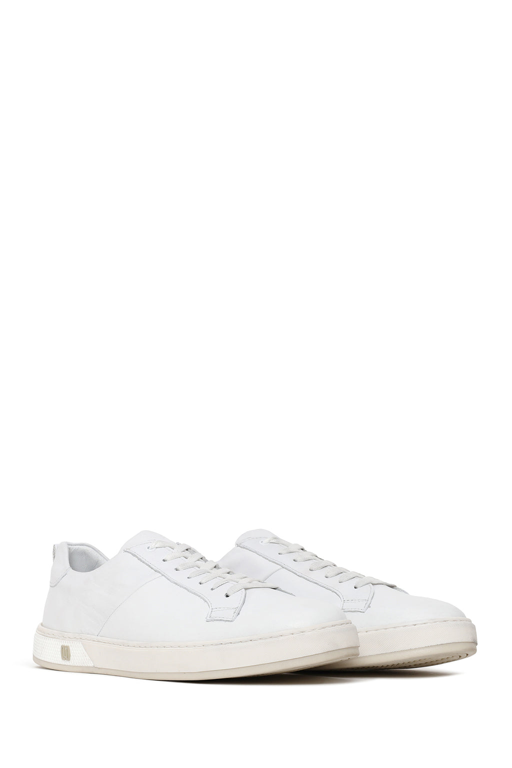 Erkek Beyaz Bağcıklı Deri Sneaker