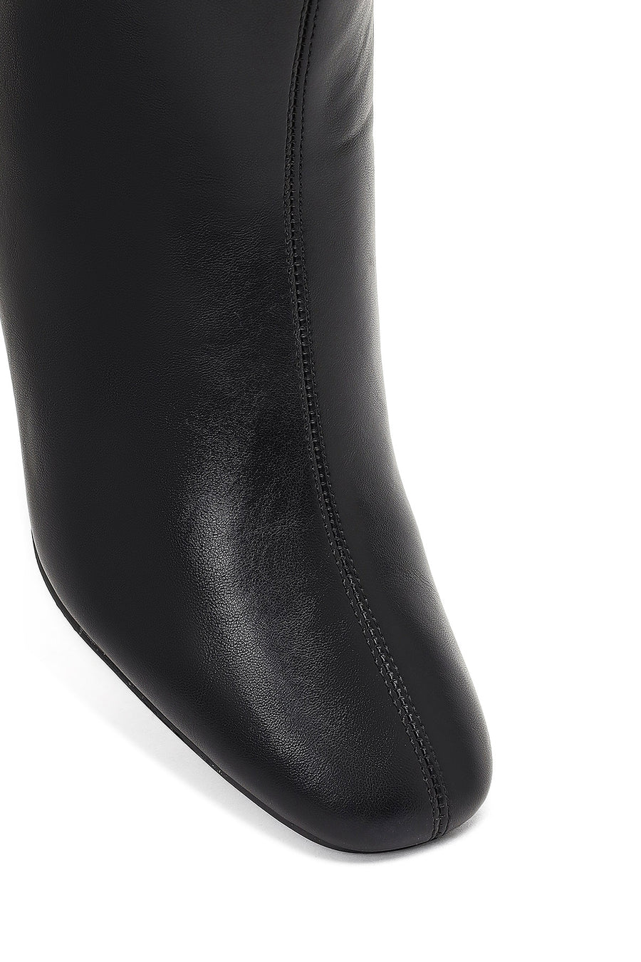 Woman Black Zip Closure Chunky-Heeled Boots