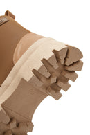 Women's Tan Zippered Leather Boots | Derimod