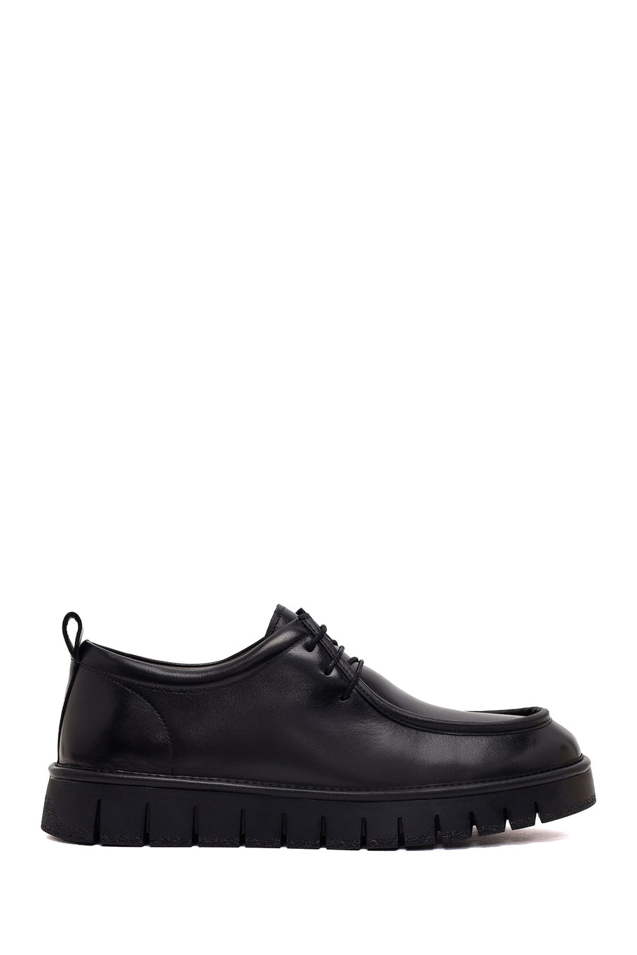 Male Black Lace-Up Thick-Soled Leather Casual Shoes WM680035DV | Derimod