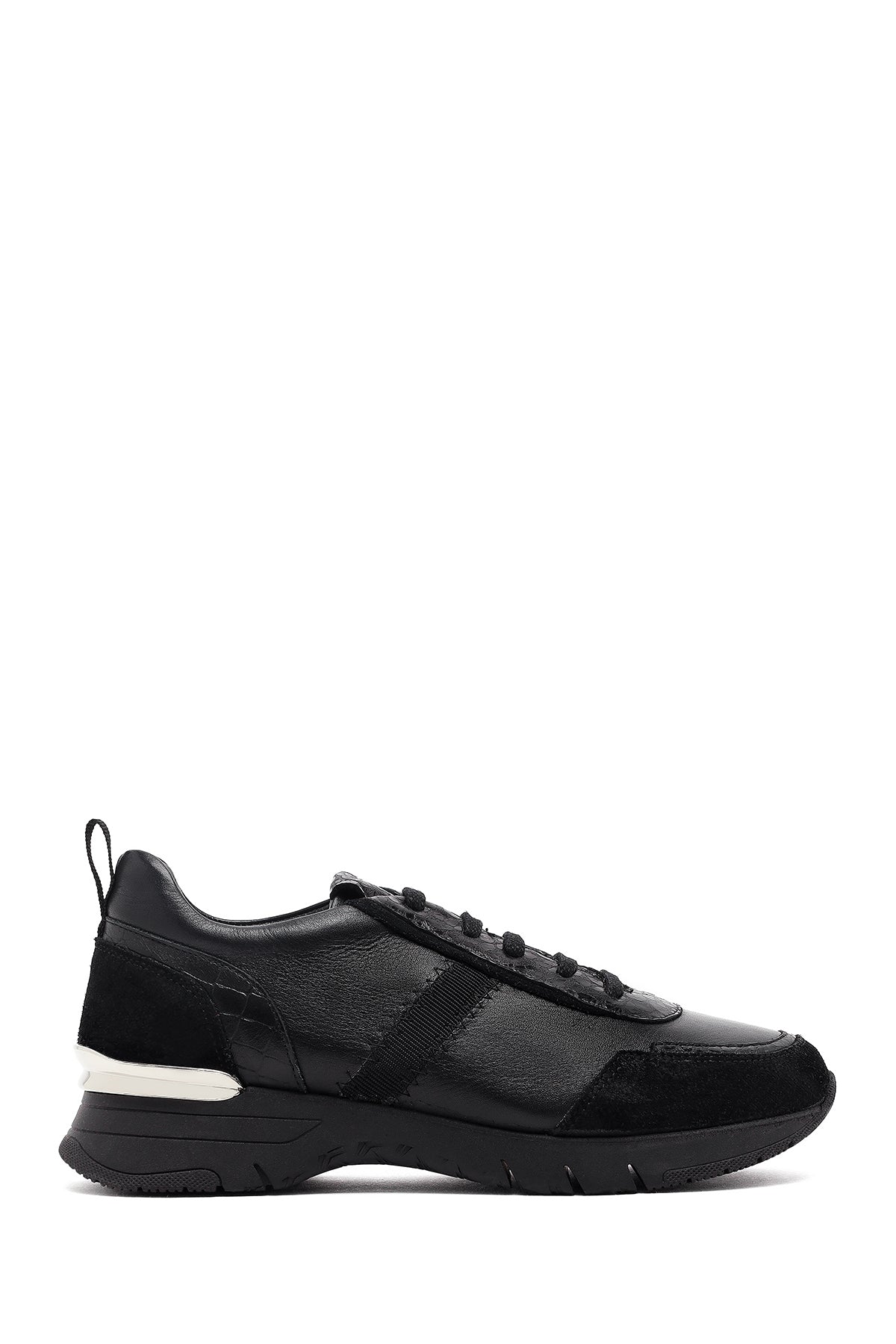 Kadın Siyah Bağcıklı Deri Sneaker 25AFD412914 | Derimod