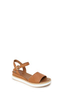 Woman Tan Strappy Wedge Heel Leather Sandal | Derimod
