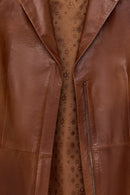 Helen Woman Tan Short Leather Jacket | Derimod