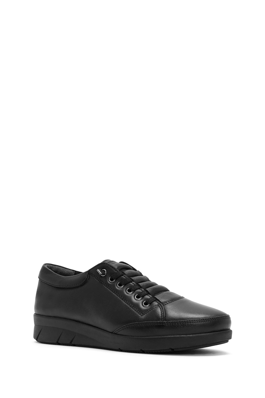 Women's Black Leather Comfort Shoes