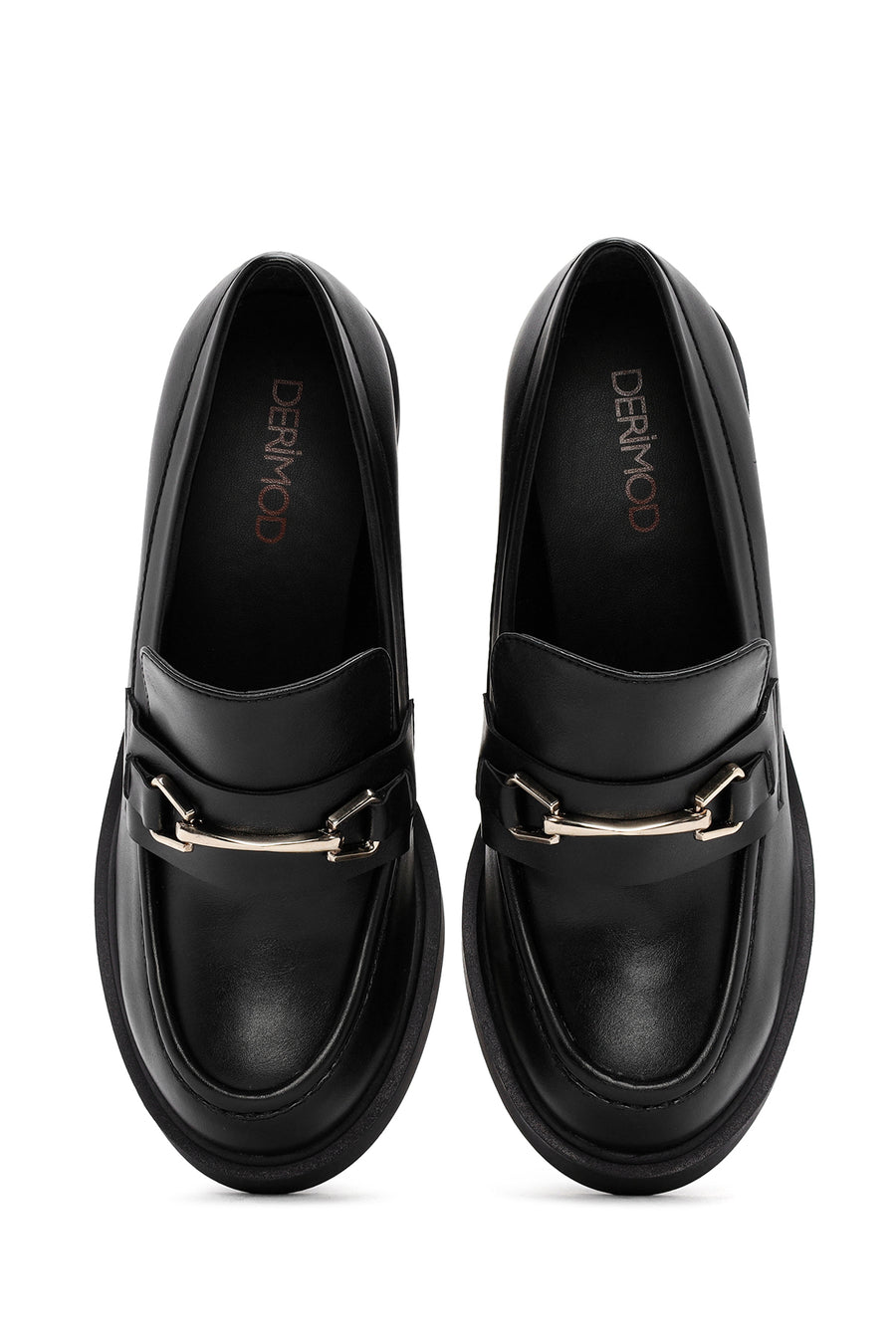 Women's Black Chunky Heel Loafers