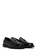 Woman Black Leather Masculine Loafer | Derimod