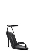 Women's Black Ankle Strap Metallic High Thin Heel Sandals | Derimod