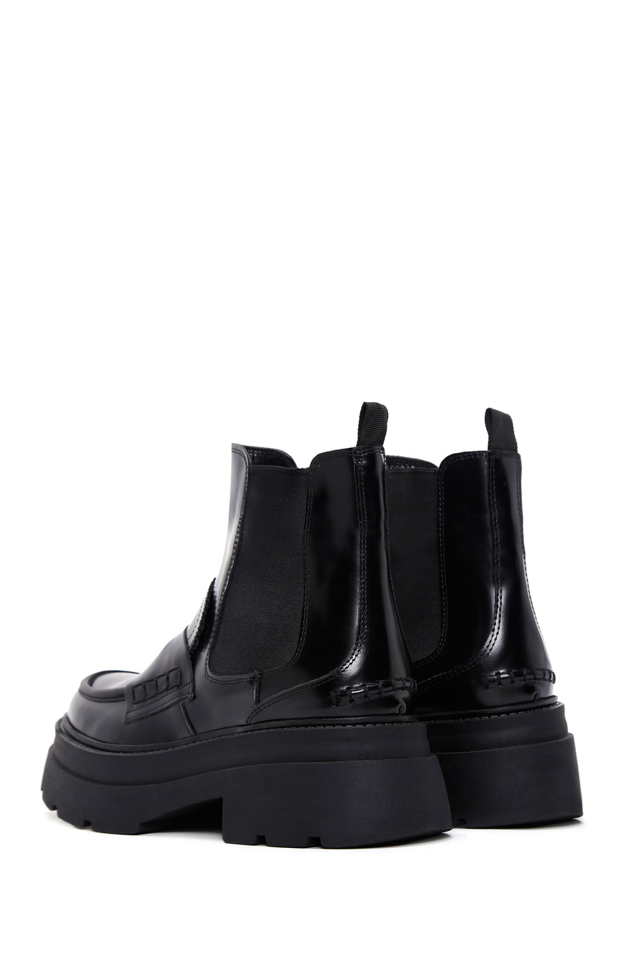 Women's Black Leather Thick Soled Chelsea Boots