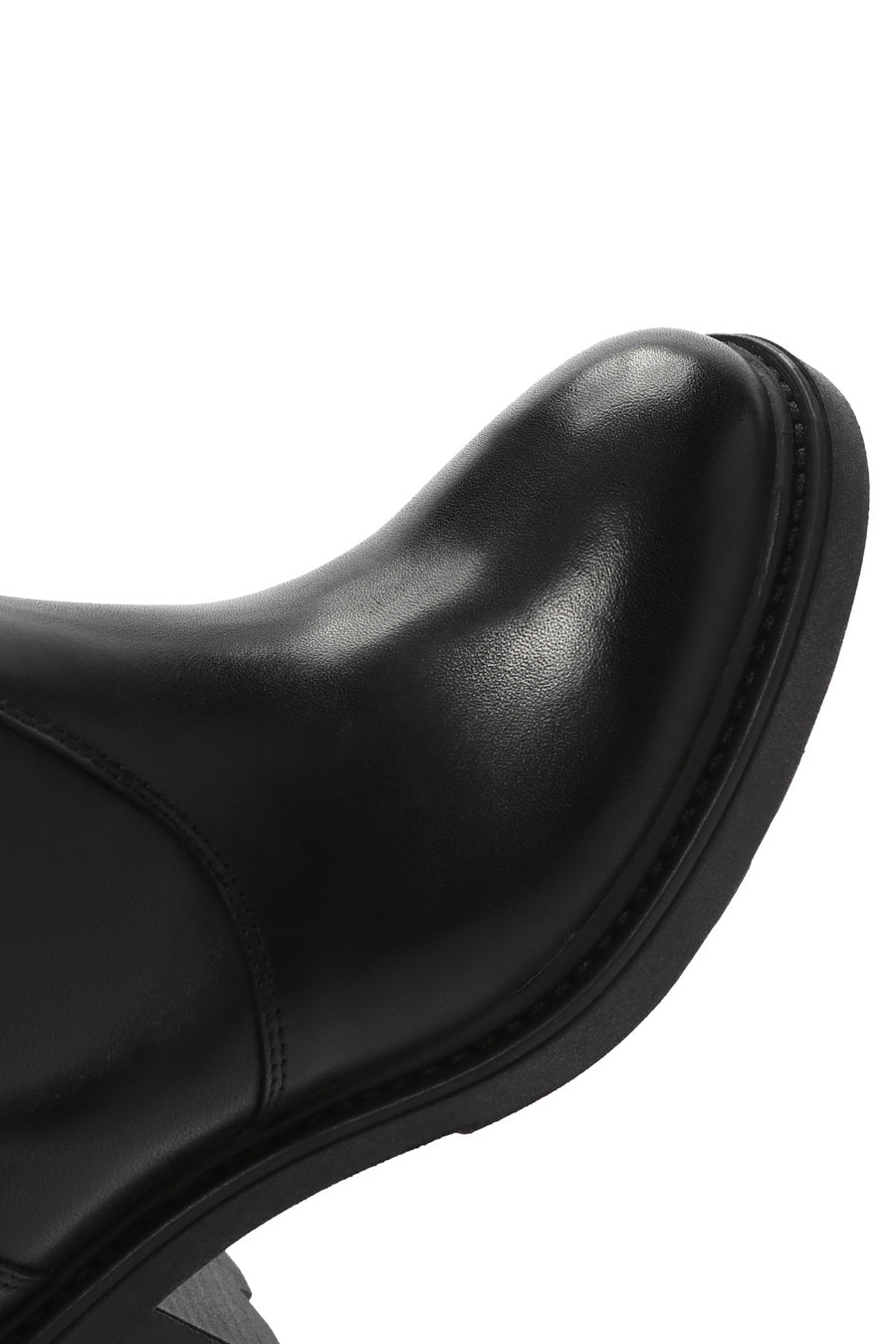 Women's Black Thick Heeled Leather Boots
