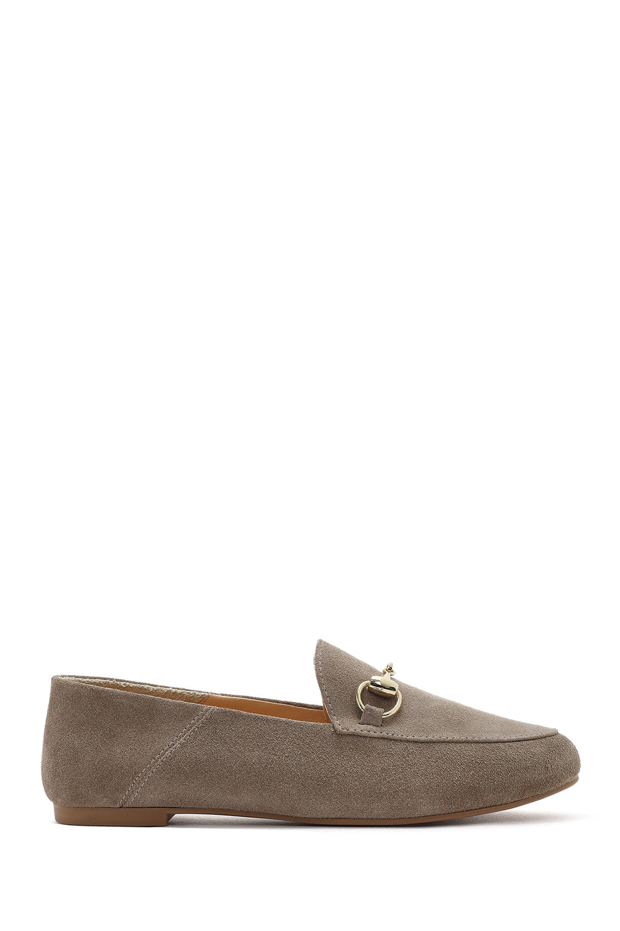 Women's Mink Buckled Suede Leather Masculine Loafer 26PFD290110 | Derimod