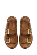 Women's Mink Back Buckle Thick Soled Suede Leather Sandals | Derimod