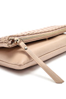 Women's Beige Long Chain Strap Braided Clutch Bag | Derimod