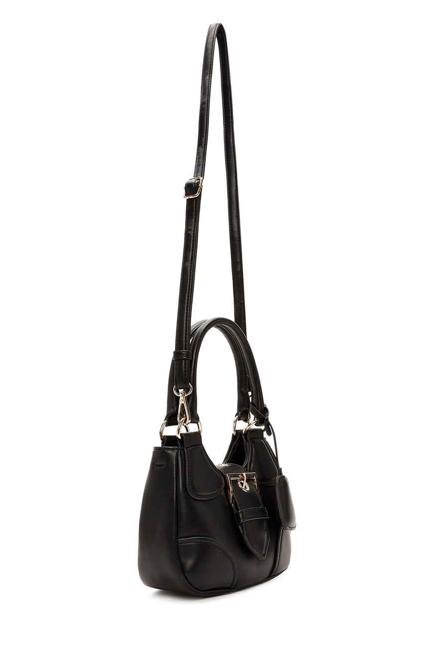 Women's Black Long Strap Mini Shoulder Bag
