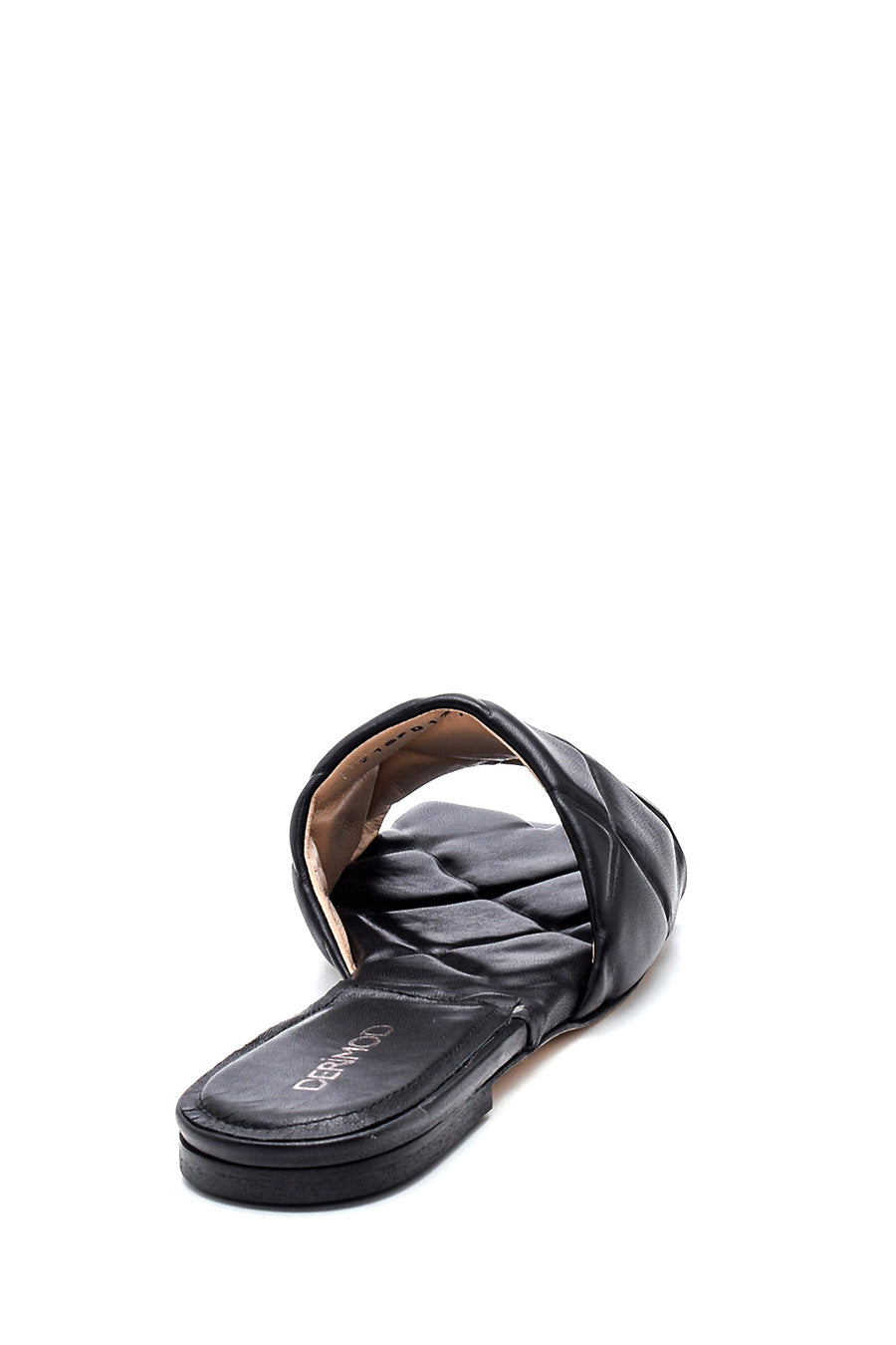 Women's Black Leather Casual Flat Slippers