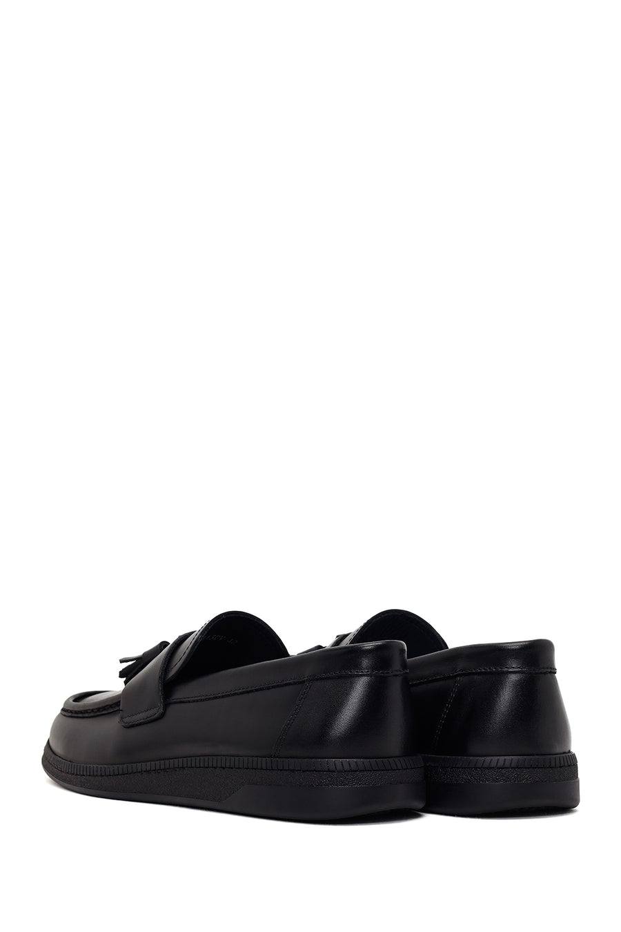 Erkek Siyah Püsküllü Deri Casual Loafer