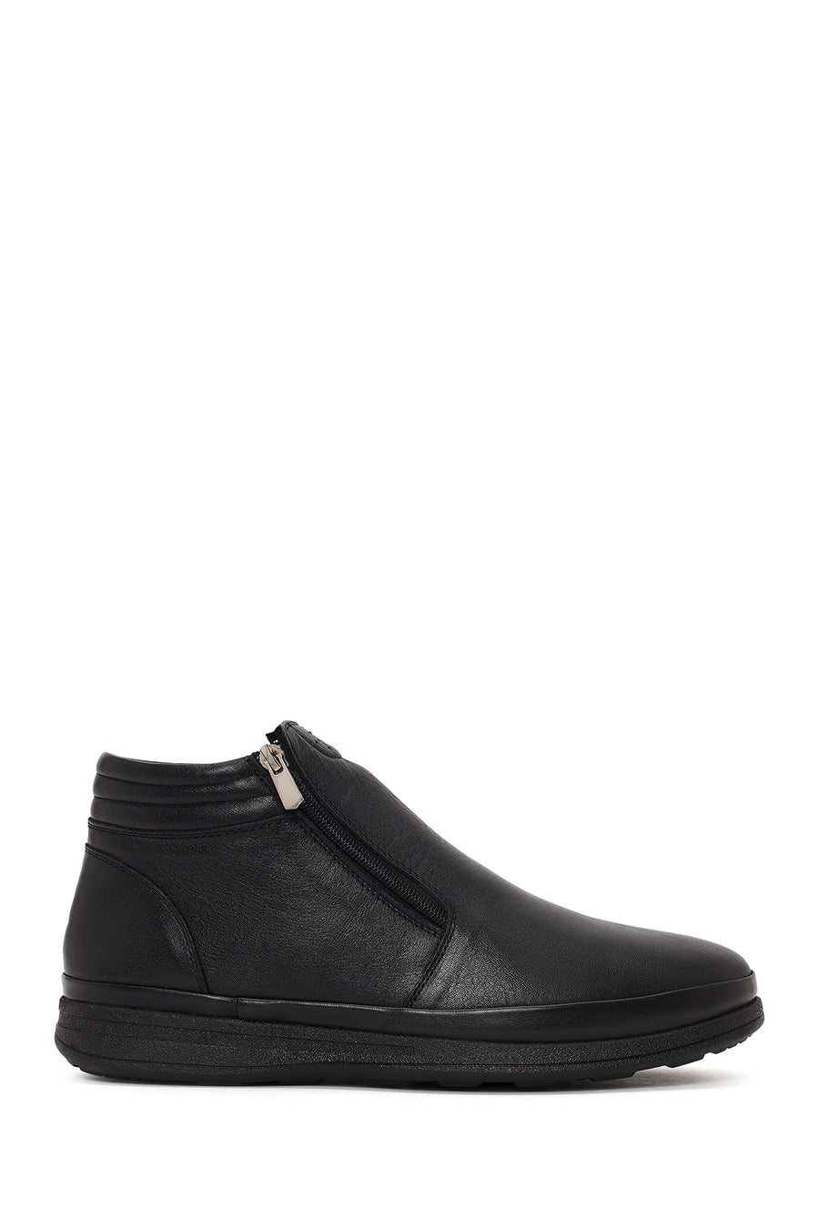 Male Black Zip Closure Leather Boots WM832007DV | Derimod