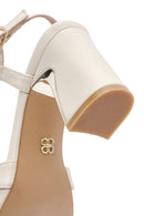 Women's Cream Ankle Buckle Thick Heel Sandals | Derimod