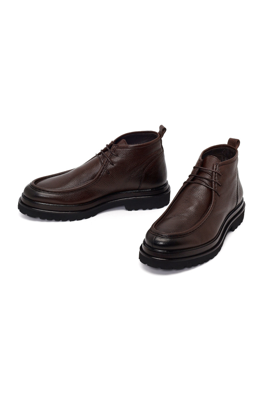 Male Brown Lace-up Leather Casual Boots
