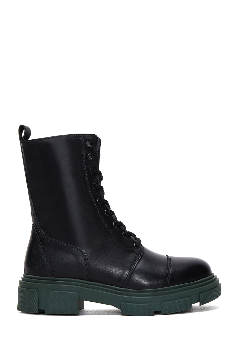Women's Black Leather Zippered Boots 22WFD512118 | Derimod