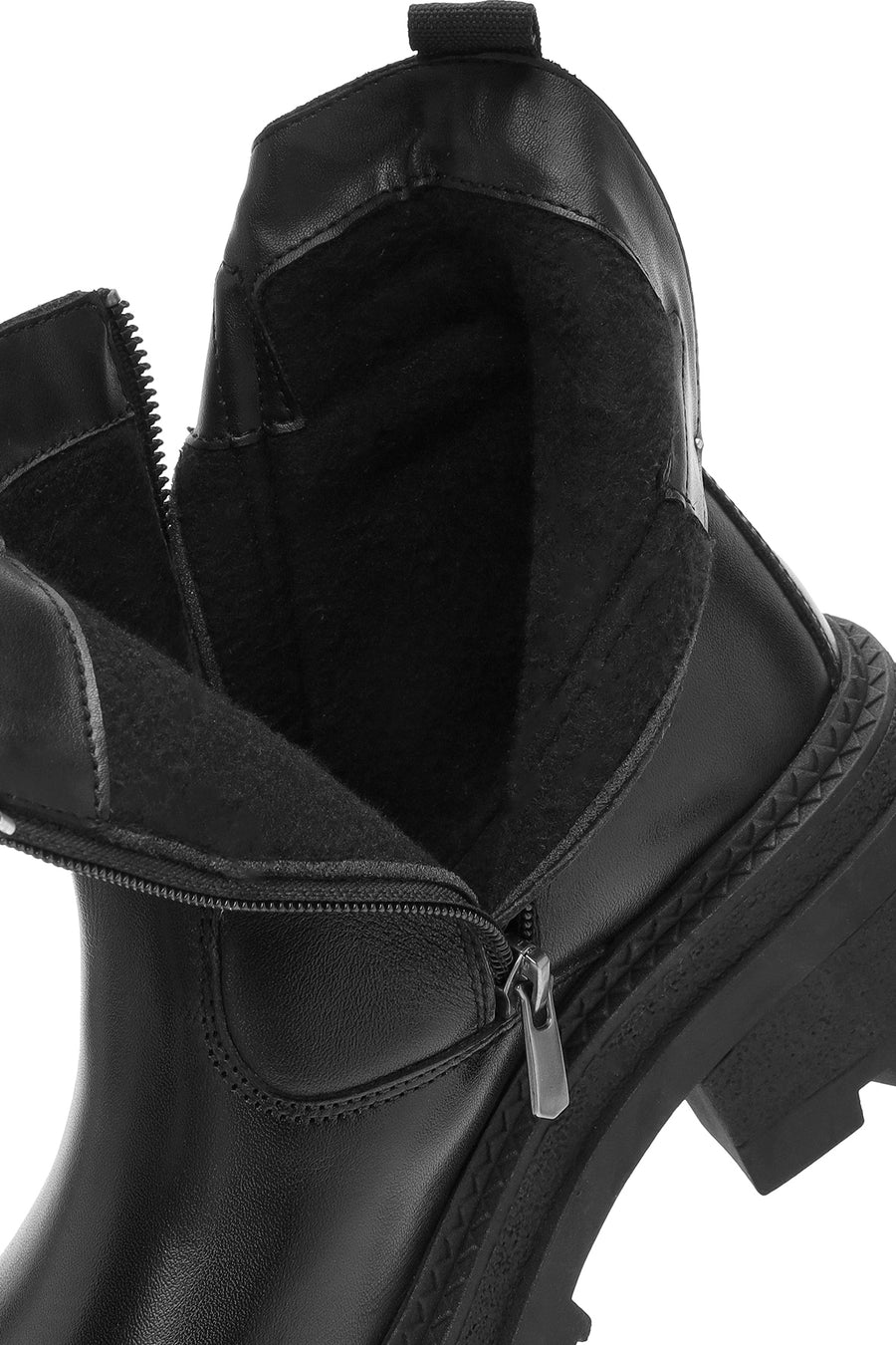 Women's Black Zippered Leather Boots