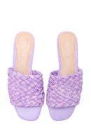 Women's Purple Straw Flat Slippers | Derimod