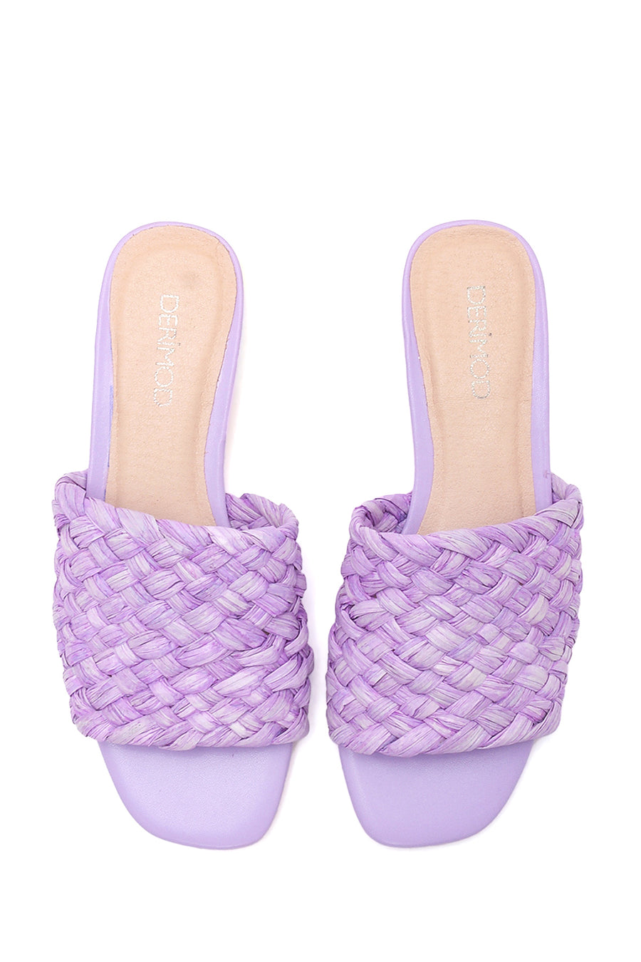 Women's Purple Straw Flat Slippers