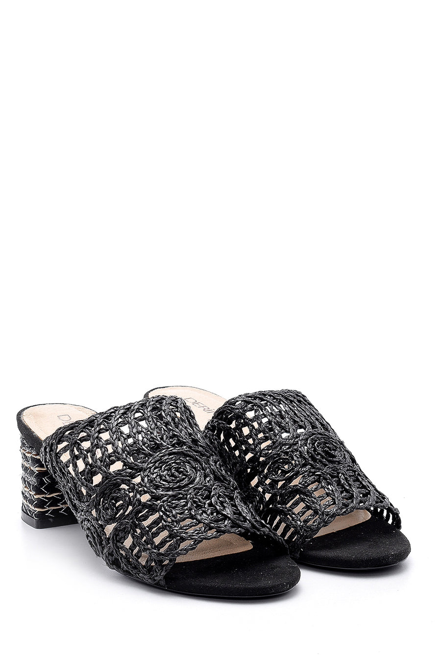 Women's Straw Look Heeled Slippers