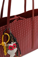 Woman Burgundy Accessory-Detail Printed Shoulder Bag | Derimod