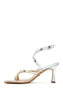 Woman Metallic Thin Heel Sandals with Gold Ankle Buckle | Derimod