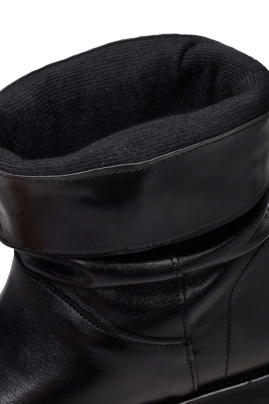 Woman Black Leather Casual Boots