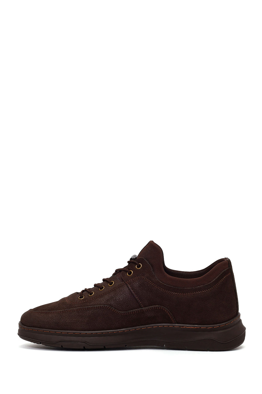 Erkek Kahverengi Bağcıklı Kalın Tabanlı Nubuk Deri Casual Sneaker