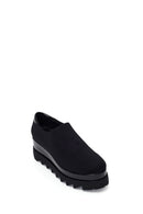 Woman Black Wedge Fabric Shoes | Derimod
