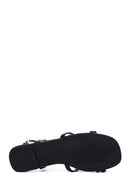 Woman Black Embellished Toe-Post Sandal | Derimod