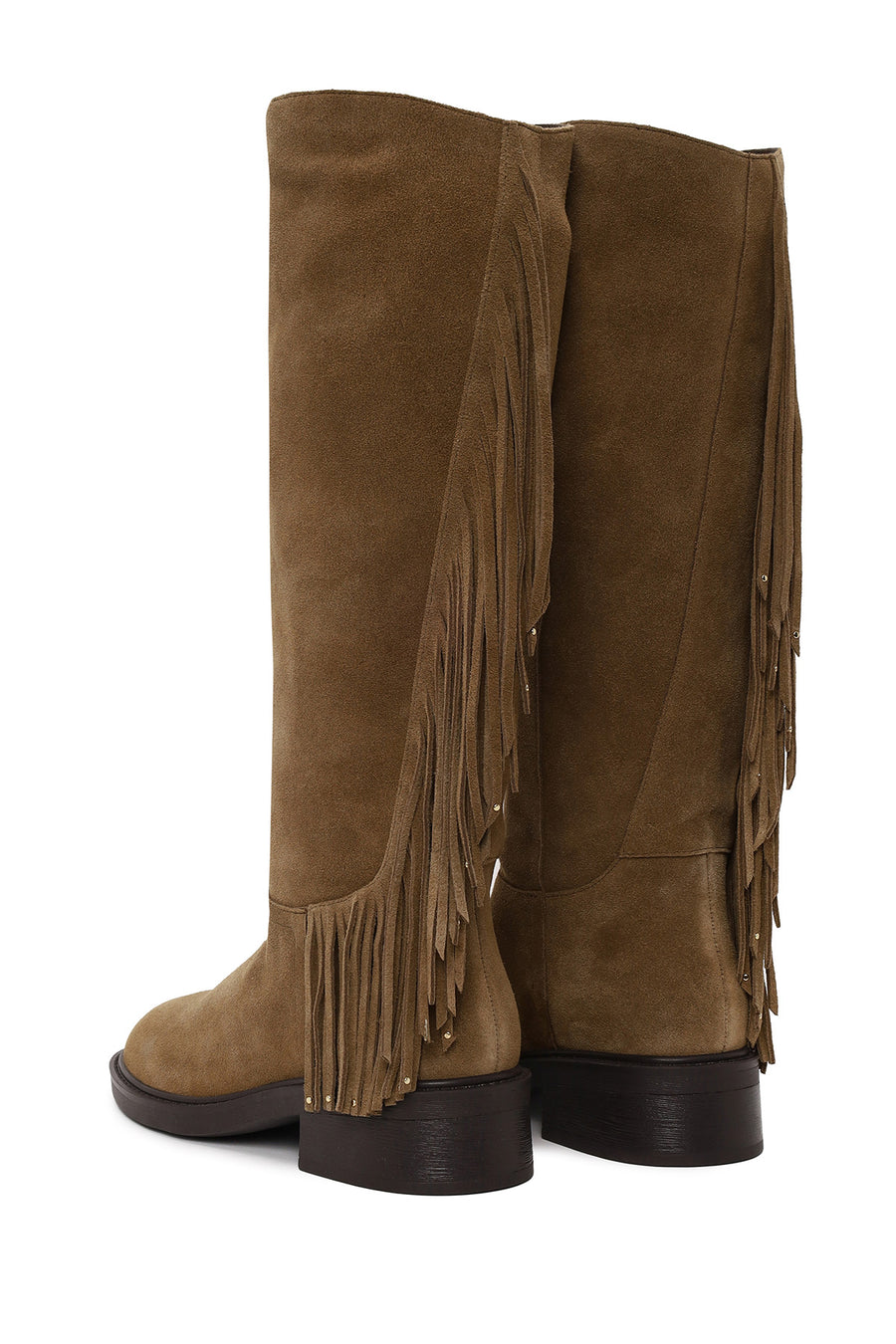 Woman Tan Tassel Suede Boot
