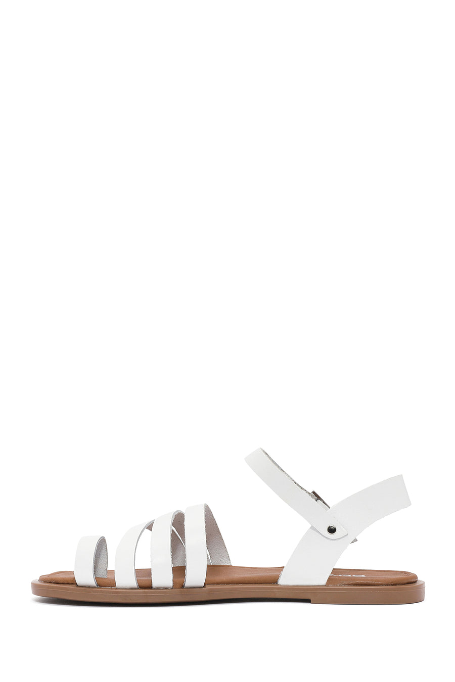 Women's White Ankle Strap Flip-Flop Leather Bodrum Sandals