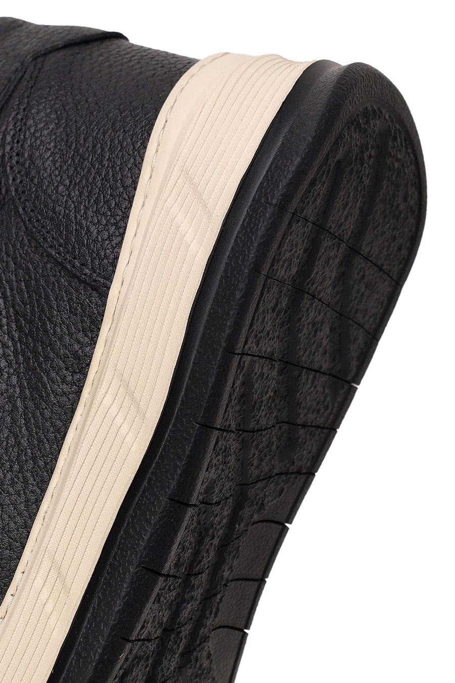 Erkek Siyah Bağcıklı Kalın Tabanlı Deri Sneaker