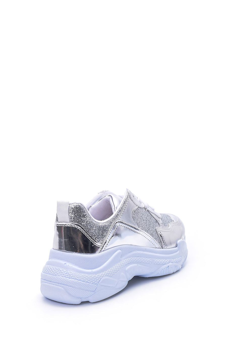 Women's High-Sole Silver Sneaker