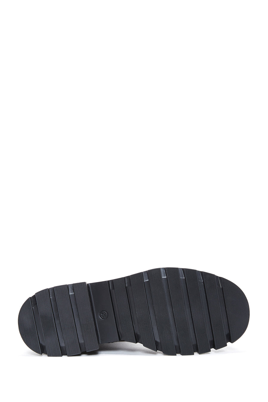 Women's Black Leather Zippered Thick Soled Boots