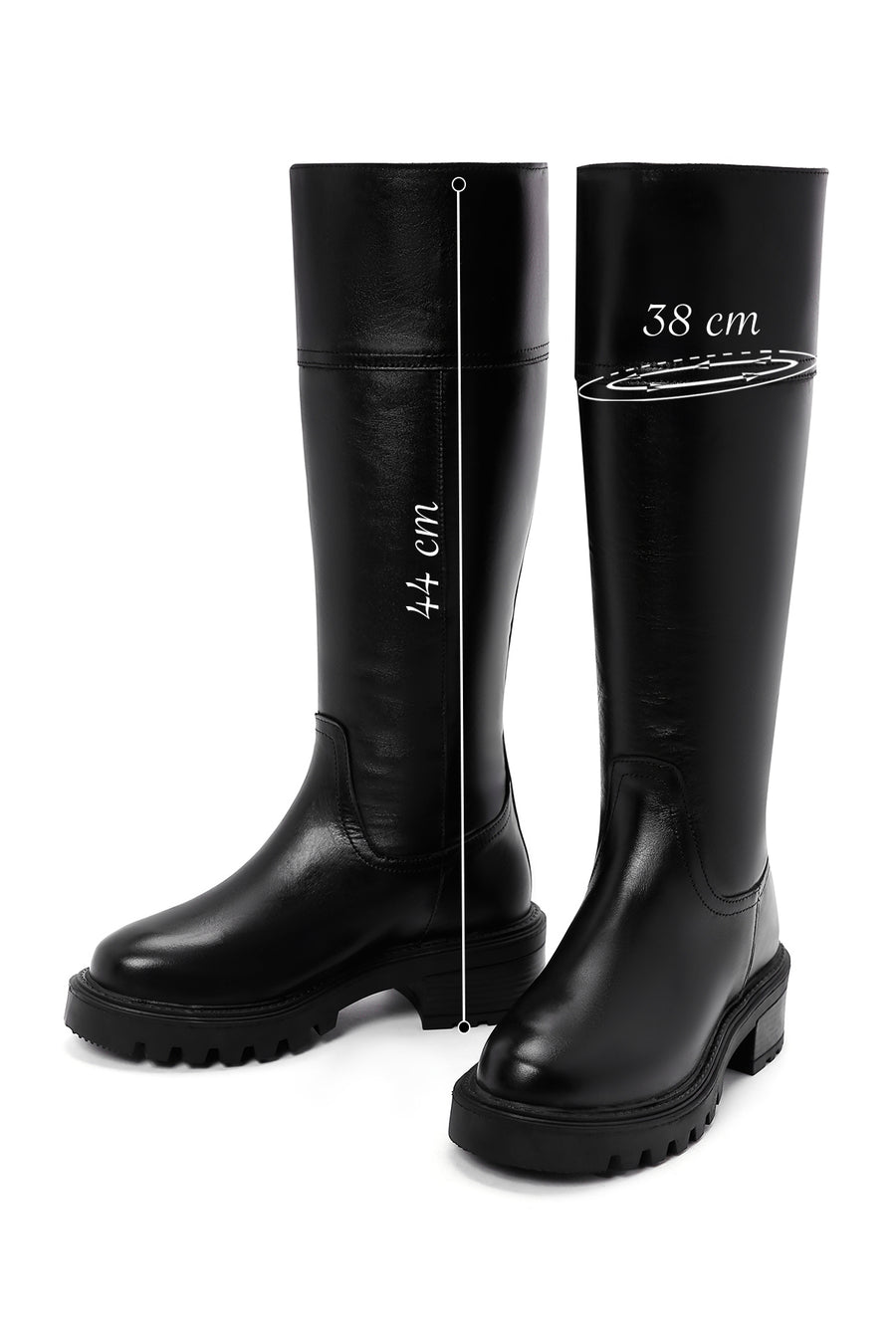 Women's Black Thick Soled Casual Leather Boots