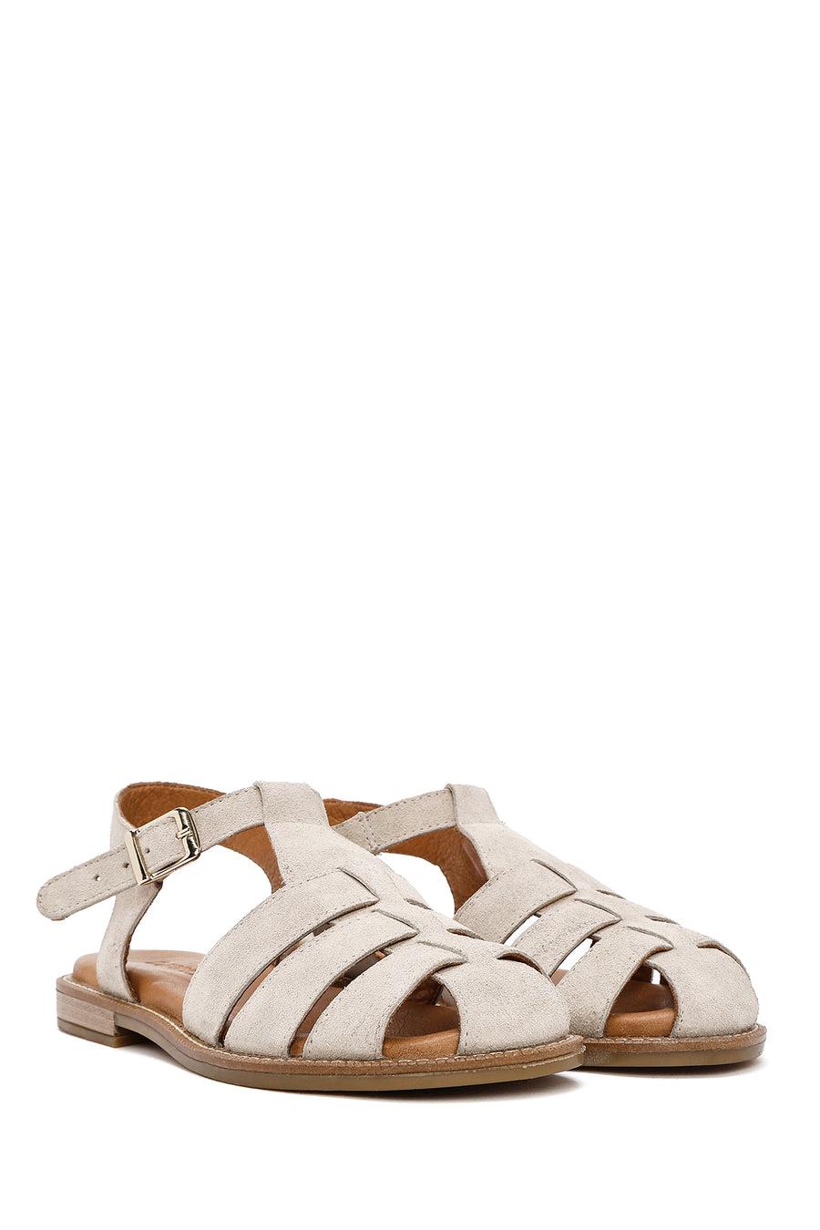 Women's Mink Suede Leather Sandals with Buckle Ankle