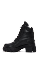 Women's Black Leather Lace-Up Boots | Derimod