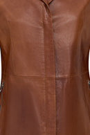 Helen Woman Tan Short Leather Jacket | Derimod