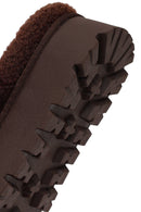 Woman Brown Thick-Soled Plush Suede Teddy Slipper | Derimod