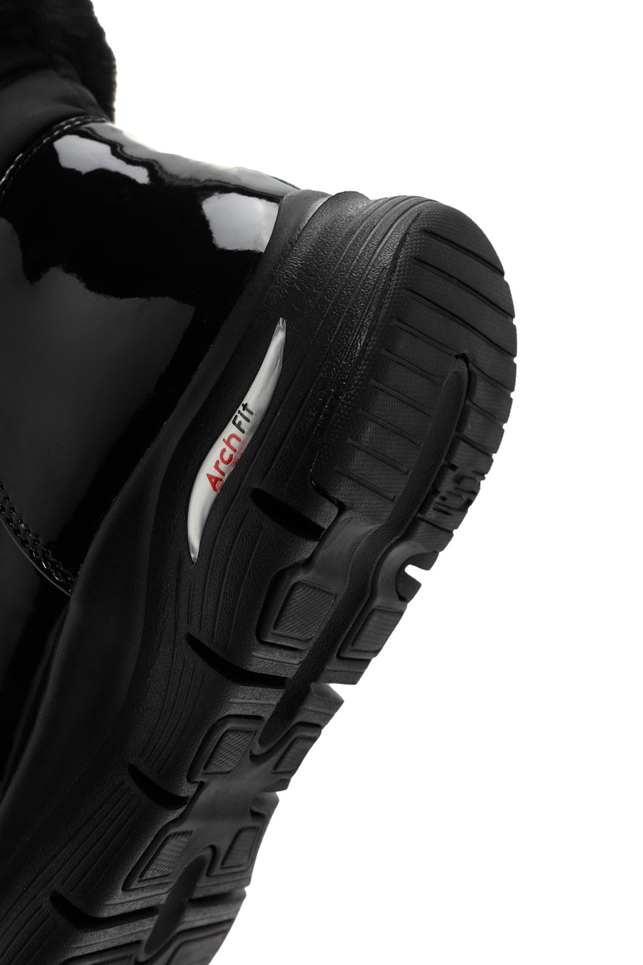 Skechers Women's Black Arch Fit Smooth - Cool Puff Patent Leather Thick Soled Boots