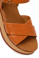 Women's Tan Ankle Strap Thick Soled Leather Sandals | Derimod