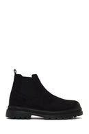 Male Black Thick-Soled Nubuck Leather Chelsea Boots | Derimod
