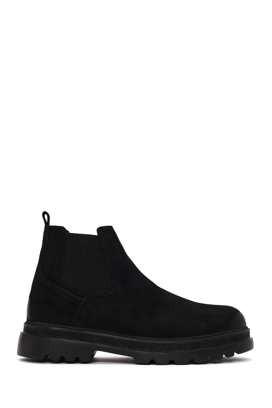 Male Black Thick-Soled Nubuck Leather Chelsea Boots WM780018DN | Derimod