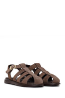 Woman Mink Ankle-Buckle Suede Leather Sandals | Derimod